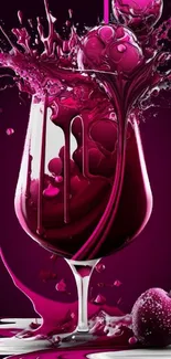 Vibrant magenta berry splash in a glass, creating dynamic artistic effect.