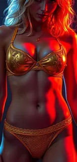 Vibrant bikini portrait with dynamic lighting effects