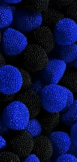 Blue and black textured spheres mobile wallpaper.