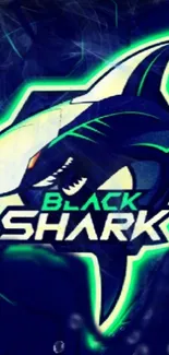 Black Shark wallpaper with neon green and deep blue hues.