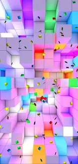 Vibrant 3D colorful cube wallpaper design.