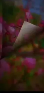 Vibrant floral wallpaper with pink blossoms