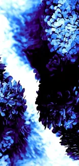 Vibrant blue abstract art wallpaper with intricate design.