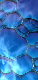 Vibrant blue abstract bubble pattern wallpaper for mobile phone screens.