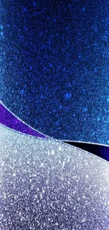 Vibrant blue abstract wallpaper with curves and sparkling texture.