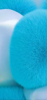 Blue abstract wallpaper with fluffy spheres.