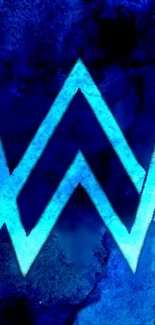 Vibrant blue abstract wallpaper with artistic zigzag design.