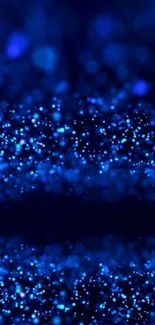 Vibrant blue abstract wallpaper with glowing particles.