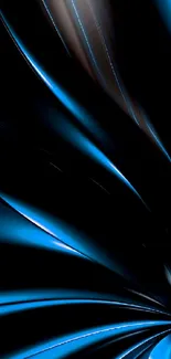 Abstract dark blue wallpaper with sleek, dynamic waves.