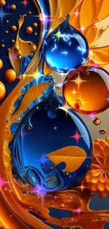 Dynamic blue and orange abstract wallpaper for mobile phones.