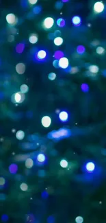 Vibrant blue bokeh wallpaper with shimmering lights.