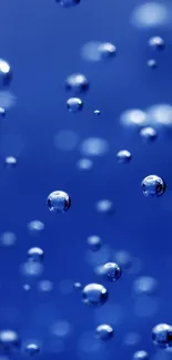 Blue wallpaper with floating bubbles.