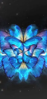 Blue butterfly art wallpaper for mobile.