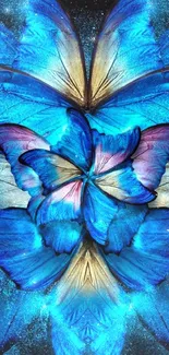 Vibrant cobalt blue butterfly wallpaper art.