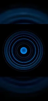 Blue concentric circle pattern on black background wallpaper.