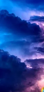 Vibrant cloudscape with blue and purple hues.