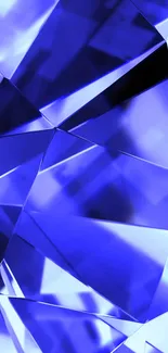 Vibrant blue crystal geometric wallpaper.