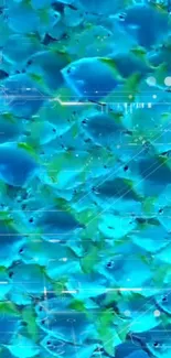 Vibrant blue fish digital wallpaper with marine life design.