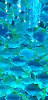 Vibrant blue fish with stars mobile wallpaper.