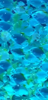 Vibrant blue fish swimming in a serene underwater scene.