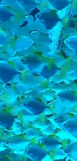 Vibrant blue fish swimming in a serene ocean scene.