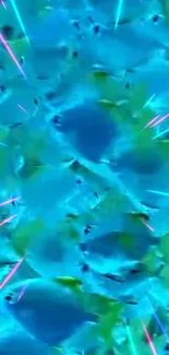 Vibrant blue fish swim energetically underwater.