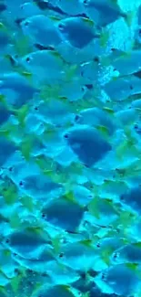 Vibrant blue fish swimming in underwater scene.