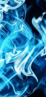 Vibrant blue flame abstract mobile wallpaper.