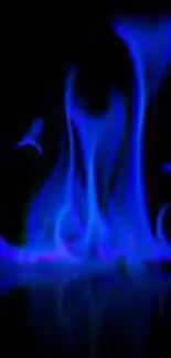 Vibrant blue flame on dark background, energetic wallpaper.