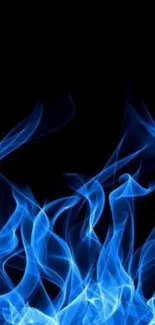 Vibrant blue flame design on black background.