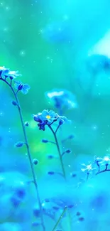 Vibrant blue flowers create a serene wallpaper for mobile display.