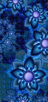 Intricate blue floral pattern mobile wallpaper.