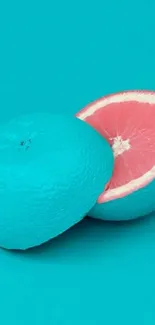 Surreal blue grapefruit wallpaper for mobile phones.