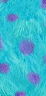 Vibrant blue fur wallpaper with purple spots.