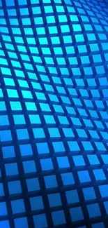 Blue geometric wallpaper with 3D square patterns.