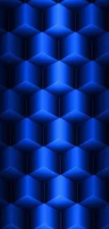 Vibrant blue 3D geometric wallpaper with cube patterns.