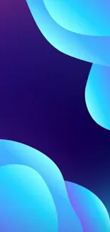 Vibrant blue and purple gradient wallpaper with fluid abstract shapes.