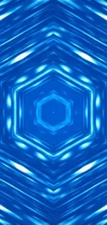 Vibrant blue hexagonal pattern design for mobile wallpaper.