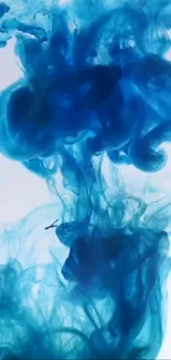 Vibrant blue ink flowing in water, creating an abstract mobile wallpaper.