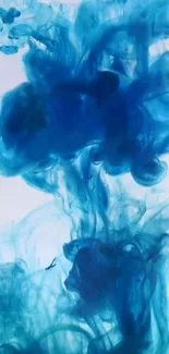 Vibrant blue ink swirls creating abstract art on a mobile wallpaper background.