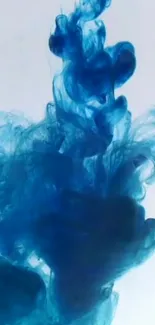 Abstract blue ink swirling against a light background.