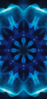 Electric blue kaleidoscope pattern with vibrant abstract design.