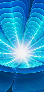 Vibrant blue abstract light burst wallpaper with concentric glowing patterns.