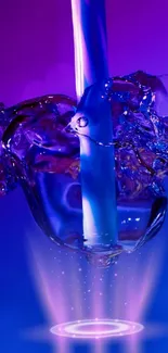 Abstract vibrant blue and purple splash with digital light effects.