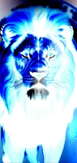 Abstract vibrant blue lion wallpaper art