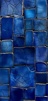 Vibrant blue mosaic tile wallpaper design.