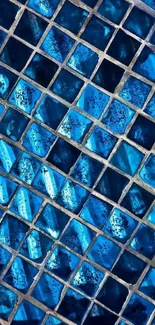 Vibrant blue mosaic tile pattern mobile wallpaper.