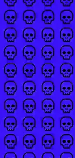 A vibrant blue skull pattern wallpaper for mobile phones.