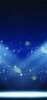 Blue spotlight wallpaper with shimmering stars.