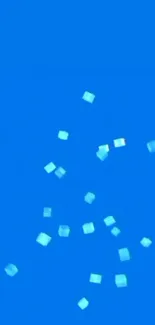 Blue background with floating squares pattern for mobile wallpaper.